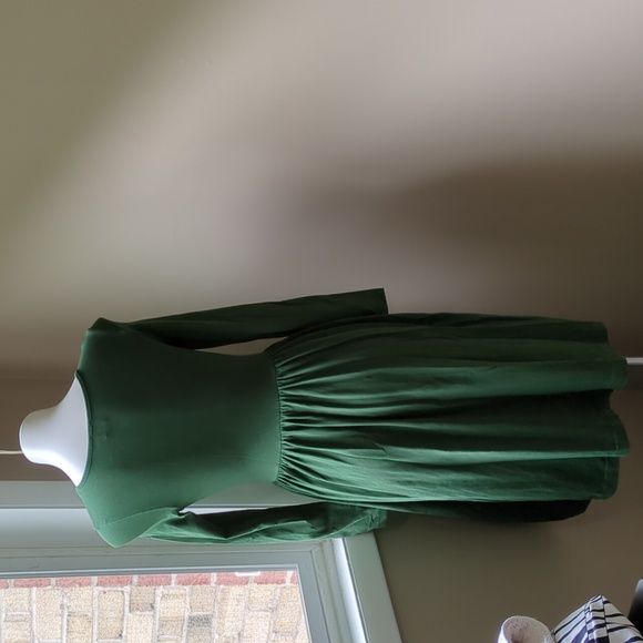 Asos modest long sleeve green midi dress with elastic waist size 6 - Picture 5 of 7